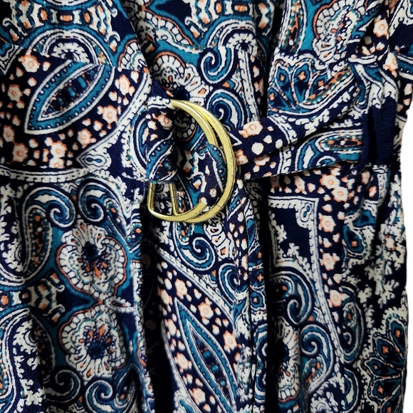 Express Boho Mandala Print V-Neck 3/4 Sleeve Wrap Dress  | Small - Picture 7 of 9